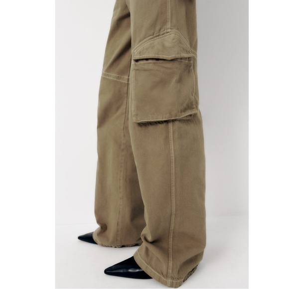 NWT Zara high waisted wide leg cargo pants - Picture 3 of 7